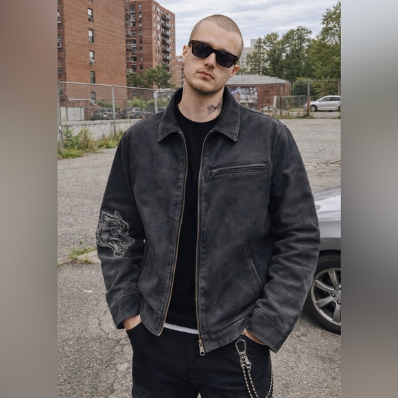 Darc Sport Other - Darc Sport “Been Through It Hard Work” Zip Jacket – Distressed Blackout